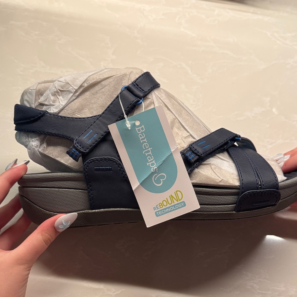 BareTraps Navy Strappy Rebound Comfort Sandals